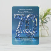 Elegant Sapphire Blue Diamond 70th Birthday 招待状 (スタンド正面)