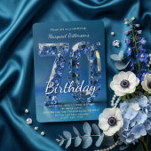 Elegant Sapphire Blue Diamond 70th Birthday 招待状