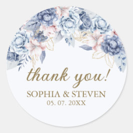 Elegant Sapphire & Ivory Floral Wedding  ラウンドシール