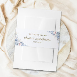 Elegant Sapphire & Ivory Floral Wedding Invite 招待状ベリーバンド