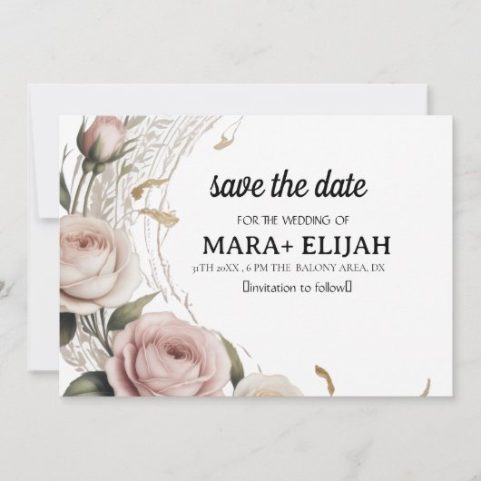 Elegant Save the Date Card 招待状 (正面)