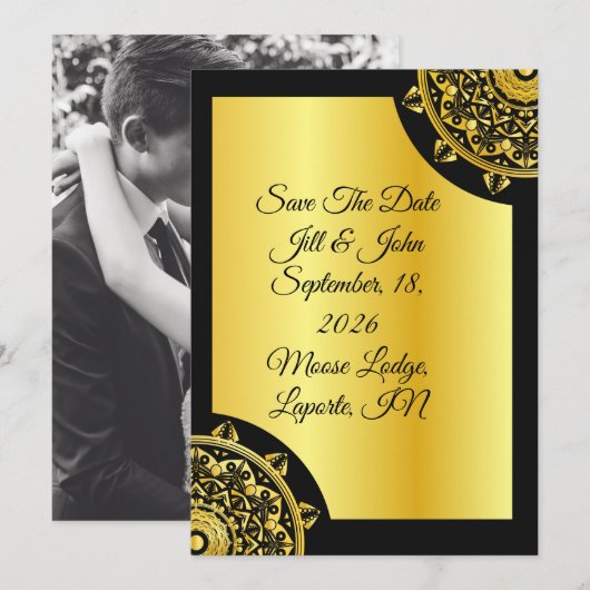 Elegant Save the Date Card, Wedding Announcement (正面/裏面)