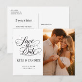 Elegant Save the Date Engagement Calligraphy 案内ポストカード (正面/裏面)