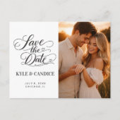 Elegant Save the Date Engagement Calligraphy 案内ポストカード (正面)