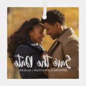 Elegant Save the Date Engagement Photo Christmas ガラスオーナメント (裏面)