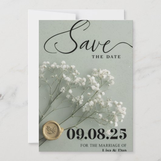 Elegant Save the Date Wedding Invitation  マグネット招待状 (正面)