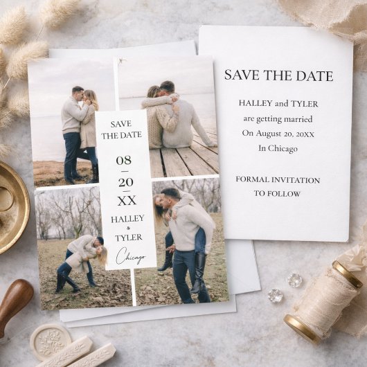 Elegant Save the Date Wedding Photo Collage 招待状