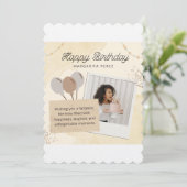 Elegant Scalloped Birthday Invitation with Photo & 招待状 (スタンド正面)