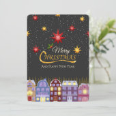 Elegant Scandinavian Houses Merry Christmas シーズンカード (スタンド正面)