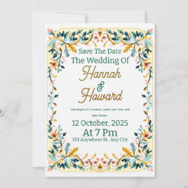 Elegant Scandinavian Rosemaling Wedding Invitation 招待状