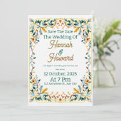 Elegant Scandinavian Rosemaling Wedding Invitation 招待状 (スタンド正面)