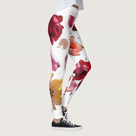 Elegant Scattered Floral Petal Leggings | Modern  レギンス (右)