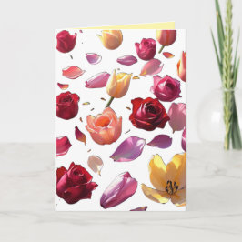 Elegant Scattered Floral Petal Modern Art Greeting カード