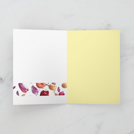 Elegant Scattered Floral Petal Modern Art Greeting カード (内部)