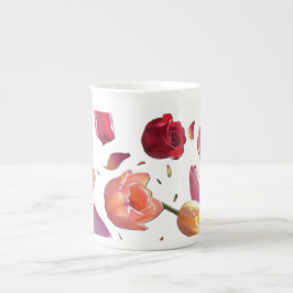 Elegant Scattered Floral Petal Mug | Modern Mug ボーンチャイナマグカップ
