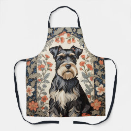 Elegant Schnauzer William Morris Inspired Floral エプロン
