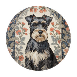 Elegant Schnauzer William Morris Inspired Floral カッティングボード