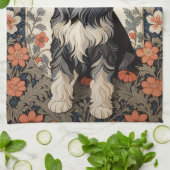 Elegant Schnauzer William Morris Inspired Floral キッチンタオル (折り畳み)