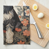 Elegant Schnauzer William Morris Inspired Floral キッチンタオル (四つ折り)