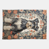 Elegant Schnauzer William Morris Inspired Floral キッチンタオル (横)