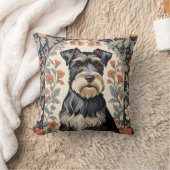 Elegant Schnauzer William Morris Inspired Floral クッション (ブランケット)