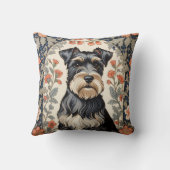Elegant Schnauzer William Morris Inspired Floral クッション (裏面)