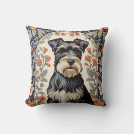 Elegant Schnauzer William Morris Inspired Floral クッション
