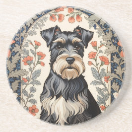 Elegant Schnauzer William Morris Inspired Floral コースター