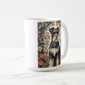 Elegant Schnauzer William Morris Inspired Floral コーヒーマグカップ (正面右)