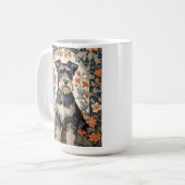 Elegant Schnauzer William Morris Inspired Floral コーヒーマグカップ (正面左)