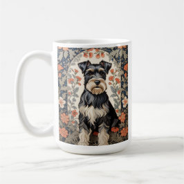 Elegant Schnauzer William Morris Inspired Floral コーヒーマグカップ