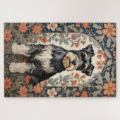 Elegant Schnauzer William Morris Inspired Floral ジグソーパズル (横)