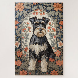 Elegant Schnauzer William Morris Inspired Floral ジグソーパズル