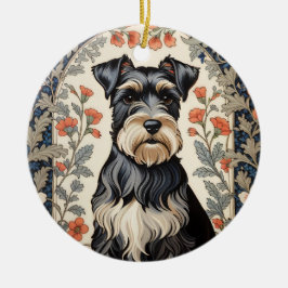 Elegant Schnauzer William Morris Inspired Floral セラミックオーナメント