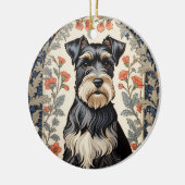 Elegant Schnauzer William Morris Inspired Floral セラミックオーナメント (左)