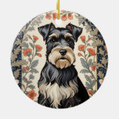 Elegant Schnauzer William Morris Inspired Floral セラミックオーナメント (裏面)
