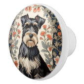 Elegant Schnauzer William Morris Inspired Floral セラミックノブ (右)