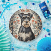 Elegant Schnauzer William Morris Inspired Floral ペーパープレート (パーティー)