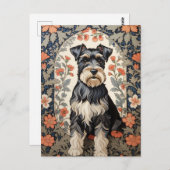 Elegant Schnauzer William Morris Inspired Floral ポストカード (正面/裏面)