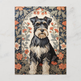 Elegant Schnauzer William Morris Inspired Floral ポストカード