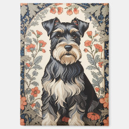 Elegant Schnauzer William Morris Inspired Floral マグネット