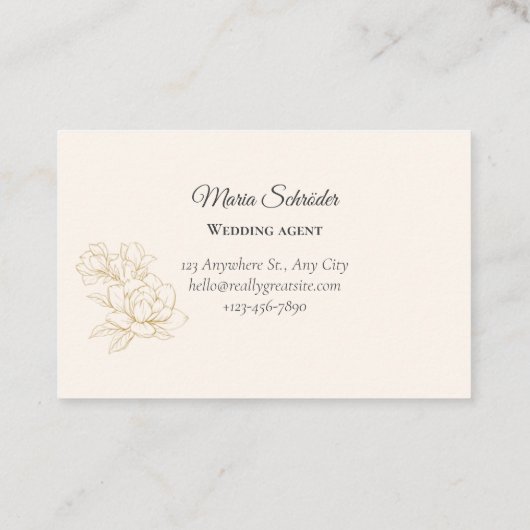 Elegant Schwarz & Creme Visitenkarte 名刺 (裏面)