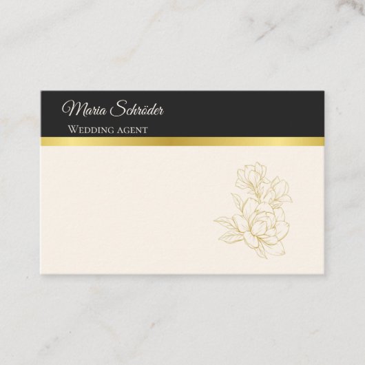 Elegant Schwarz & Creme Visitenkarte 名刺 (正面)