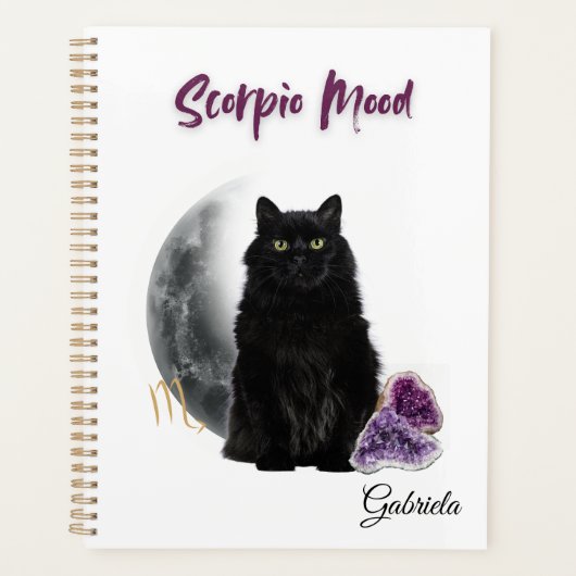 Elegant Scorpio Zodiac Cat Planner Notebook プランナー手帳 (正面)