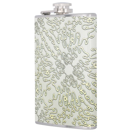 Elegant Scribble Pattern in Gold & Silver フラスク (左)
