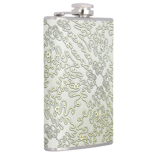 Elegant Scribble Pattern in Gold & Silver フラスク (右)
