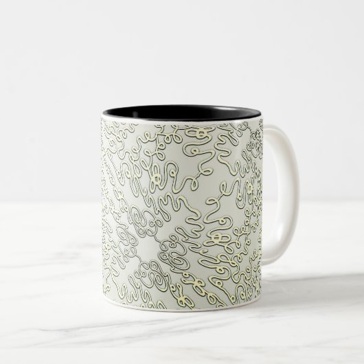 Elegant Scribble Pattern in Silver & Gold ツートーンマグカップ (正面右)