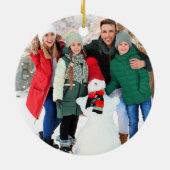 Elegant Script 2 Sided Photo Christmas Green セラミックオーナメント (裏面)