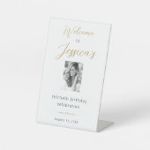 Elegant Script 30th Birthday Party Photo Welcome 台座サイン (正面)