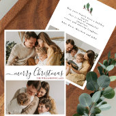 Elegant Script 3 Photo Minimal Christmas Greetings シーズンカード